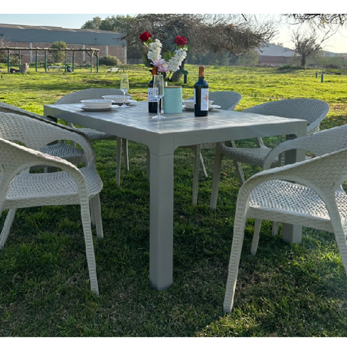 GENERICO - Comedor terraza Zapallar seis personas textura ratán