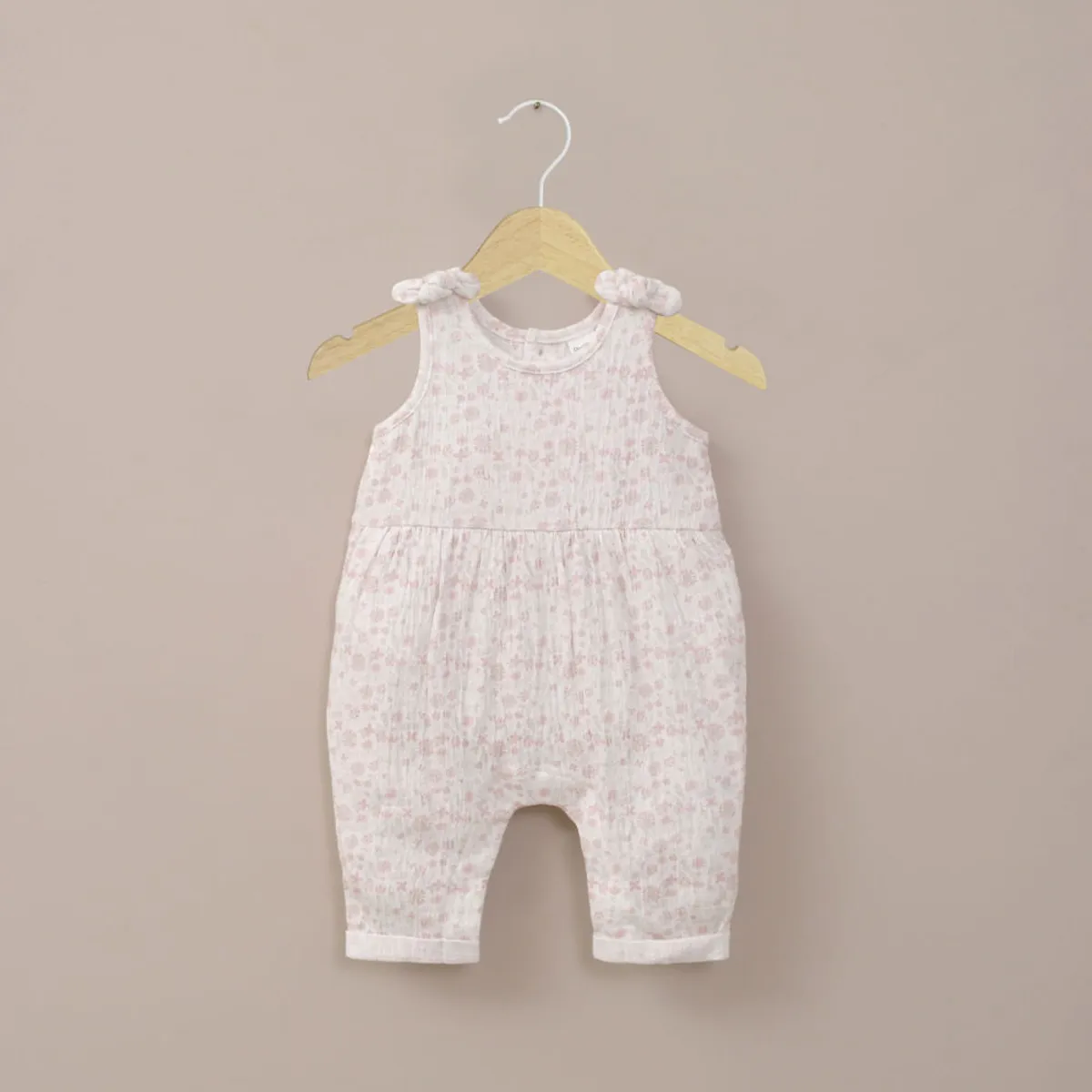 OPALINE - Jardinera rosada estampada de bebé niña