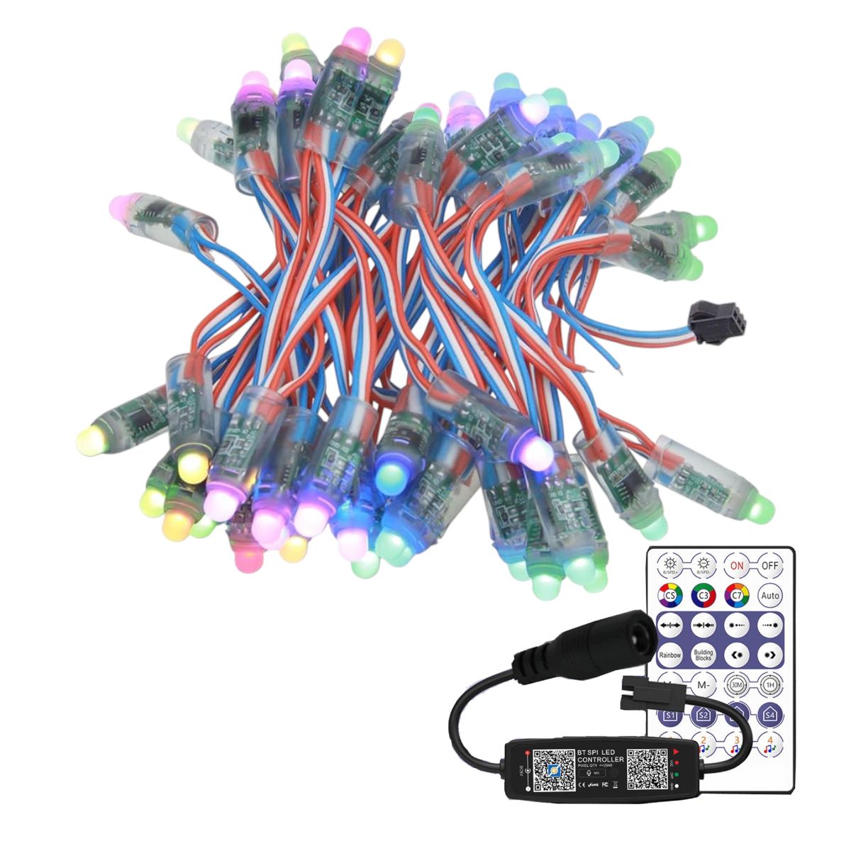 GENERICO - Led Pixel Digital Ws2811 RGB 12V 15W con Control Remoto