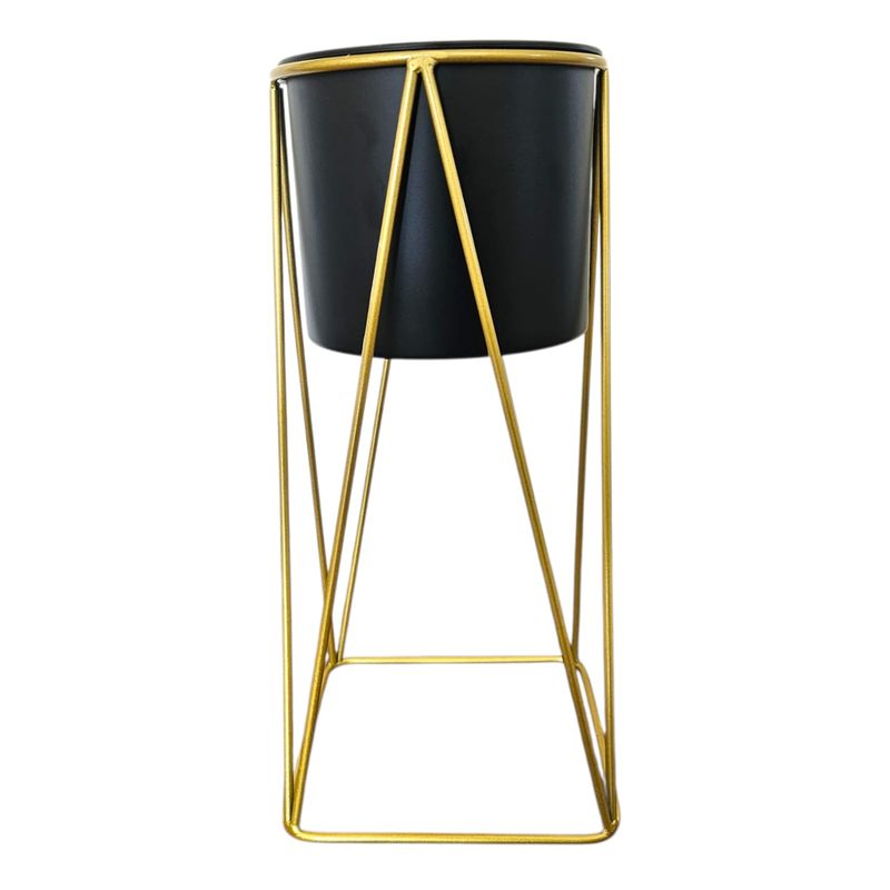 GENERICO - Porta Macetero Pedestal Maceta Plantas Negro Dorado