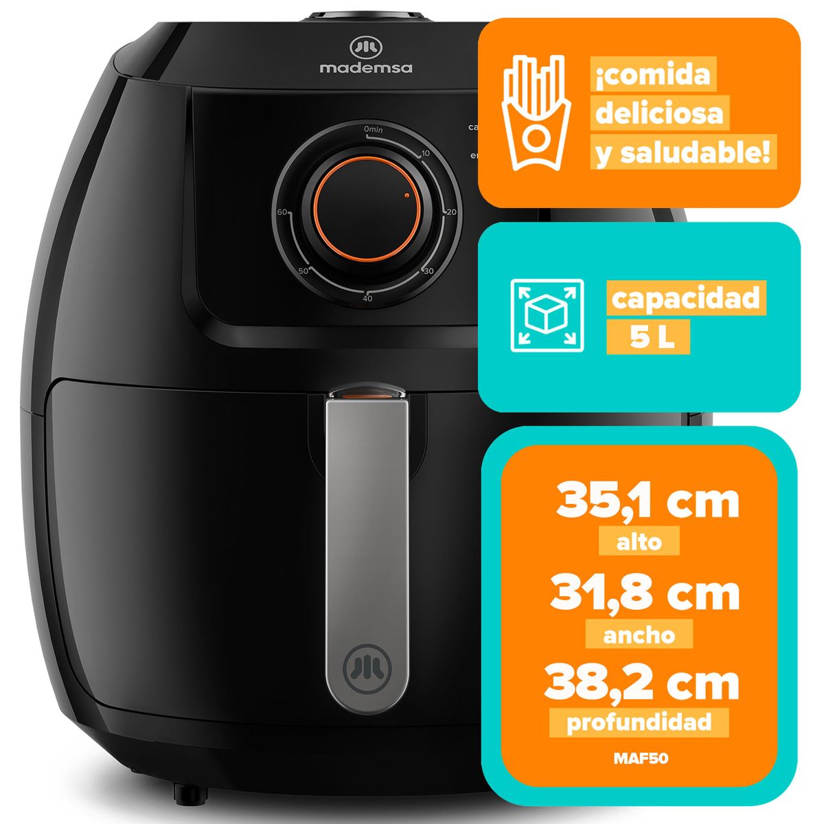 MADEMSA - Freidora de Aire 5 L MAF50 Negro