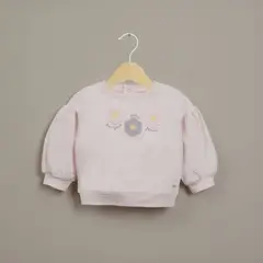 OPALINE - Polerón rosado con bordado de niña