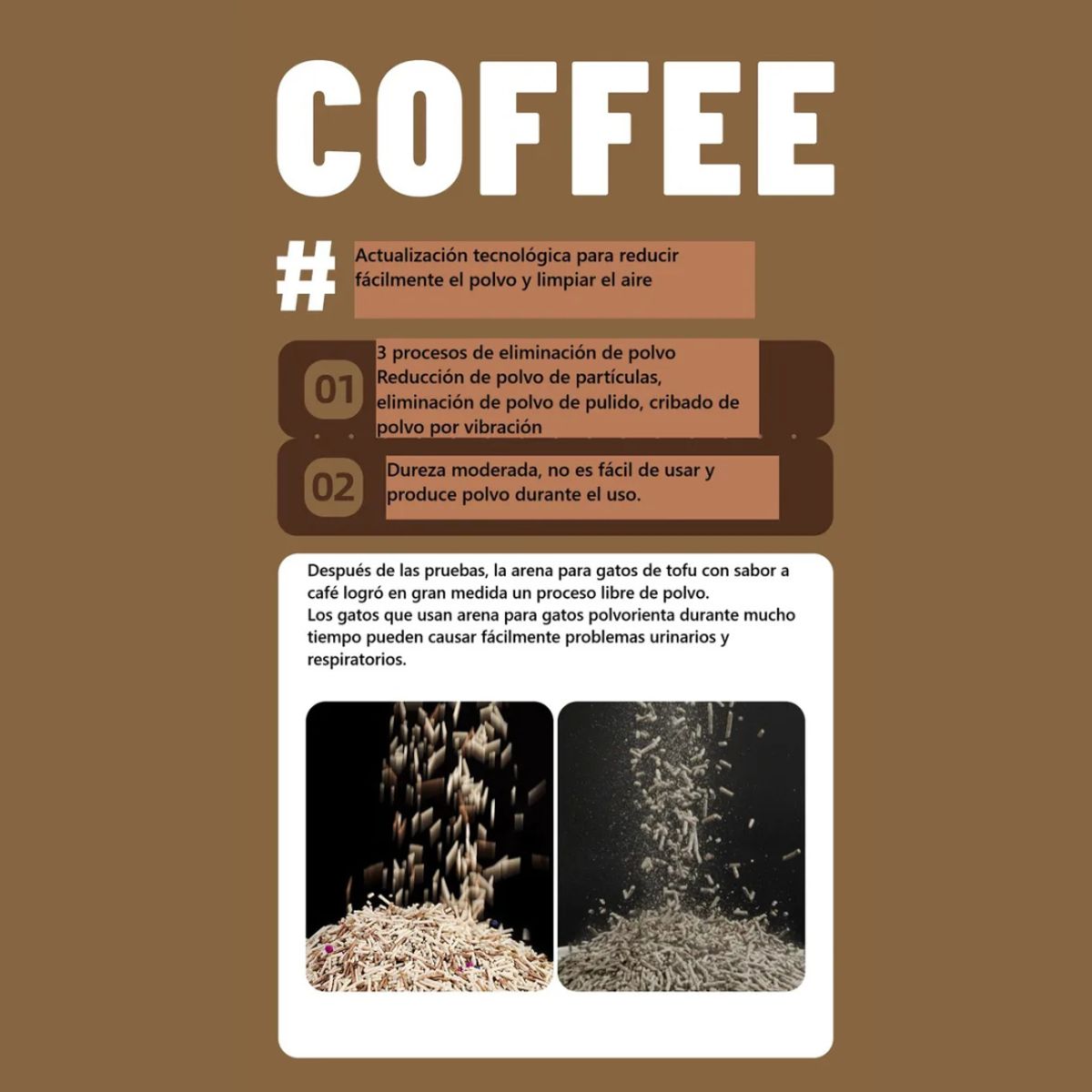 SUKEA - Pack X3 Arena Sanitaria Tofu Libre D Polvo Aromacafe 2,5 kg