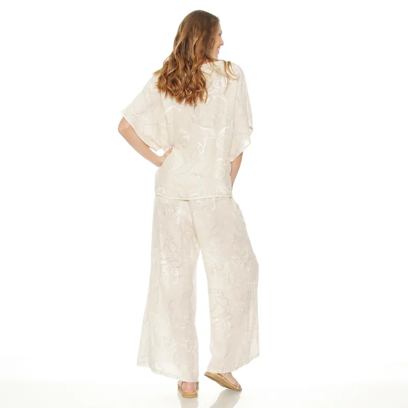 WADOS - BLUSA MANGA CORTA LINO ESTAMPADO ESCOTE REDONDO