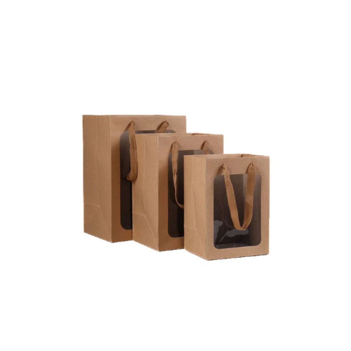 GENERICO - Bolsa De Regalo Ventana Kraft 12pcs 18x13x25cm