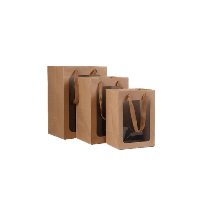 GENERICO - Bolsa De Regalo Ventana Kraft 12pcs 18x13x25cm