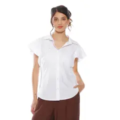 WADOS - BLUSA MANGA CORTA CON BORDADO Y ABOTONADO EN DELANTERO