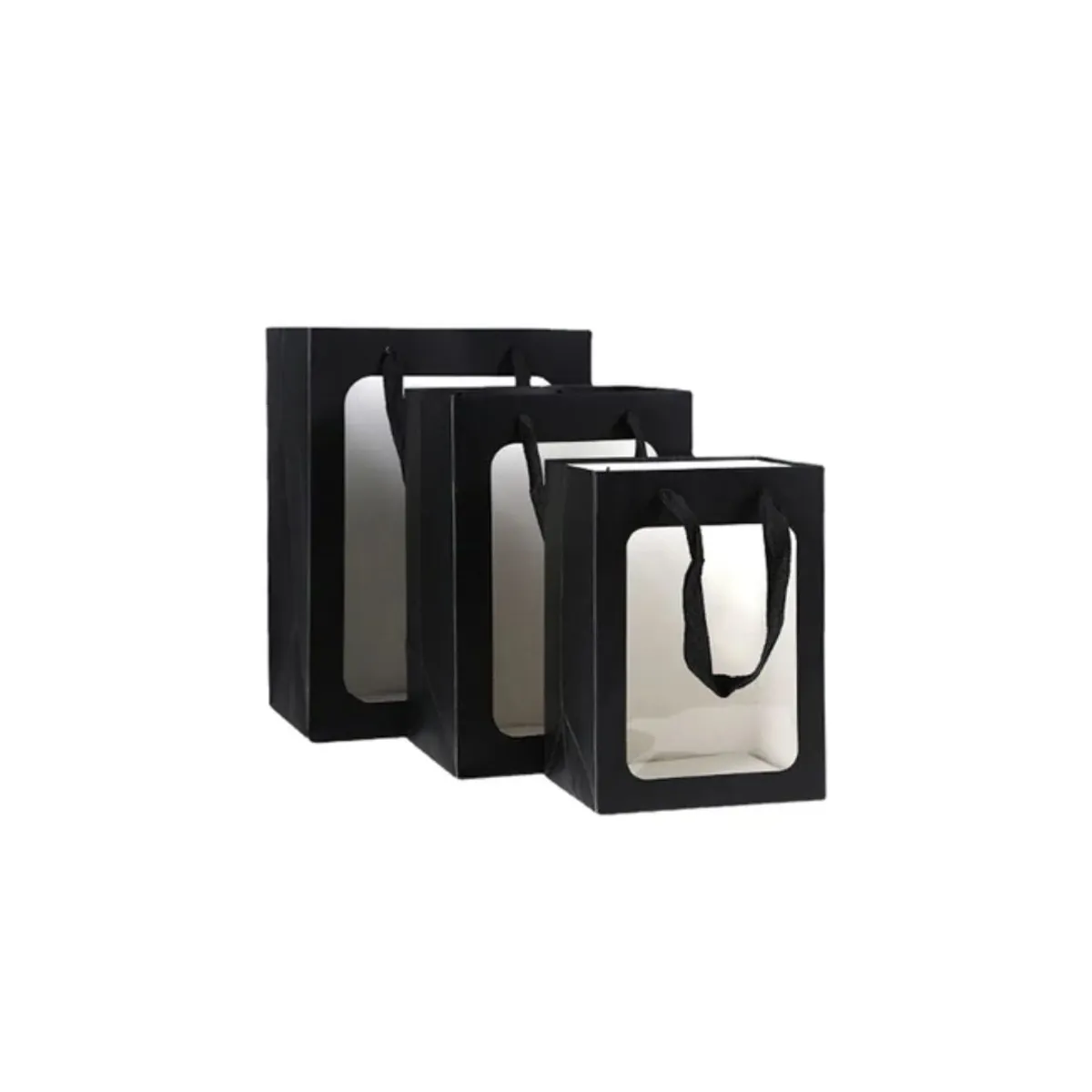 GENERICO - Bolsa De Regalo Ventana Negro 12pcs Grande