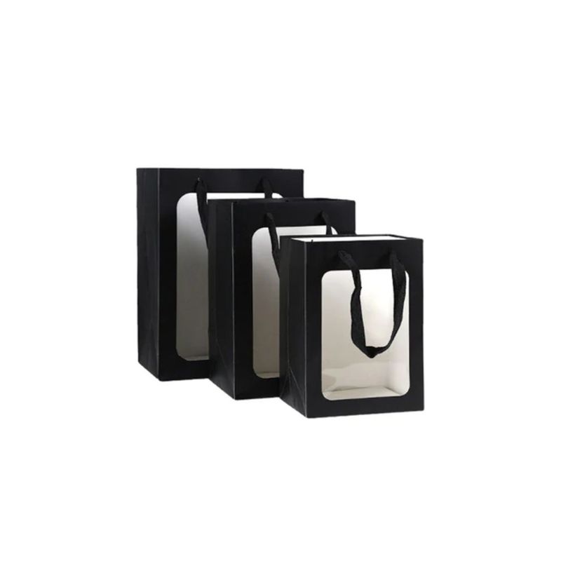 GENERICO - Bolsa De Regalo Ventana Negro 12pcs Grande