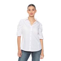 BLUSA MANGA CORTA CON RECOGIDO EN EL CENTRO ABOTONADA EN EL DELANTERO