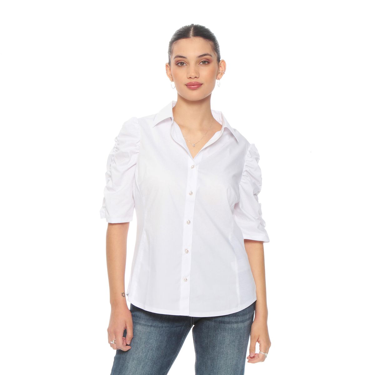 WADOS - BLUSA MANGA CORTA CON RECOGIDO EN EL CENTRO ABOTONADA EN EL DELANTERO