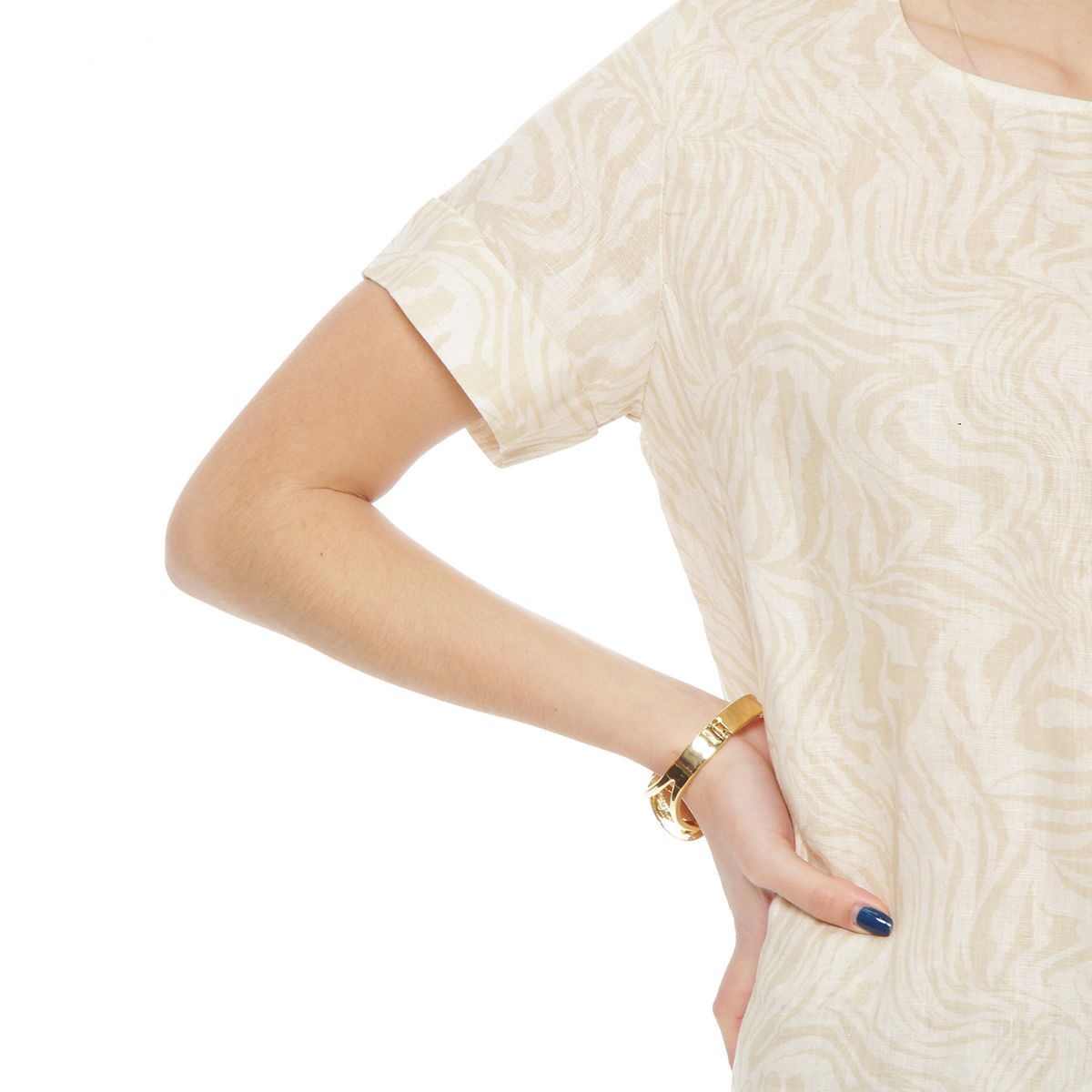 WADOS - BLUSA MANGA CORTA LINO ESATAMPADO ESCOTE REDONDO