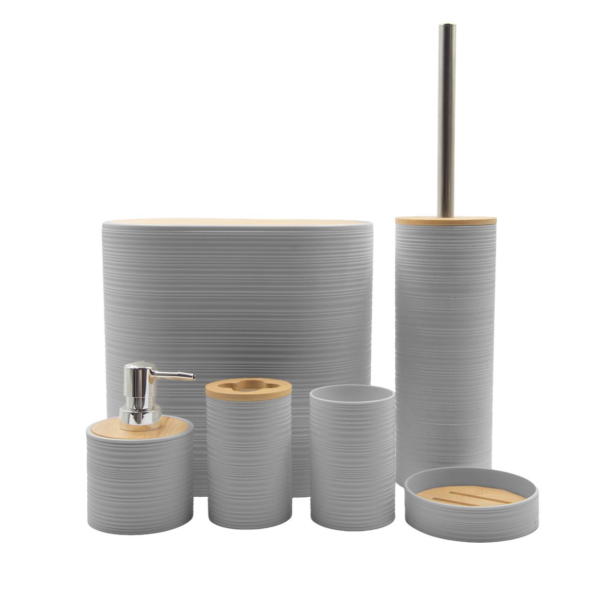 GENERICO - Set accesorios baño bamboo gris Di Trevi