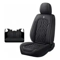 GENERICO - Fundas Cubreasiento Ecocuero Negro Universales