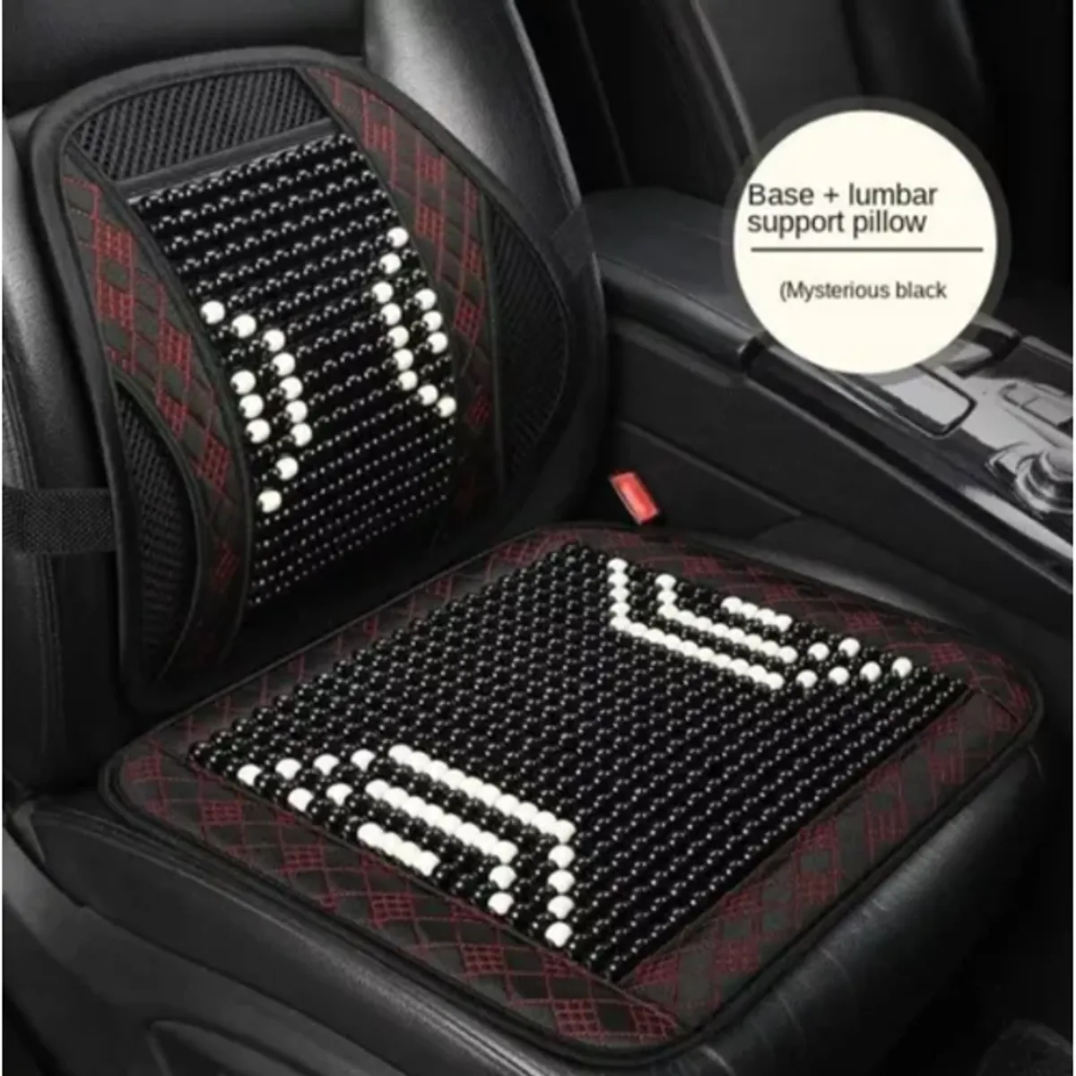 GENERICO - Kit Cubre Asiento Lumbar Bolas Madera Bambú Esferas Verano