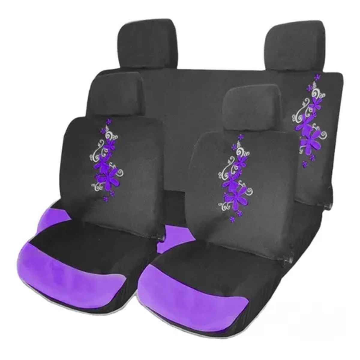 GENERICO - Funda Cubre Asiento 8 Piezas Mariposas Flores Auto Universal