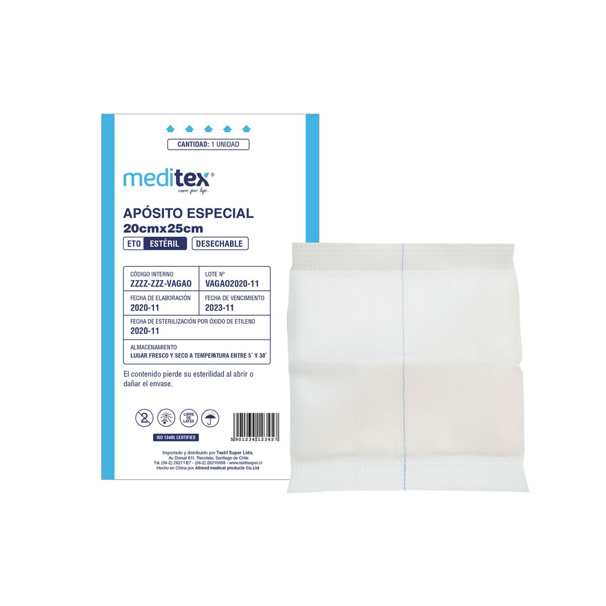 MEDITEX - APÓSITO ESPECIAL ESTÉRIL 20CM X 25CM