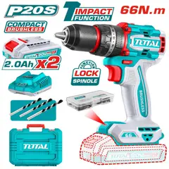 TOTAL TOOLS - Taladro Atornillador Percutor 20v 2bat+carg Total Tidli20668
