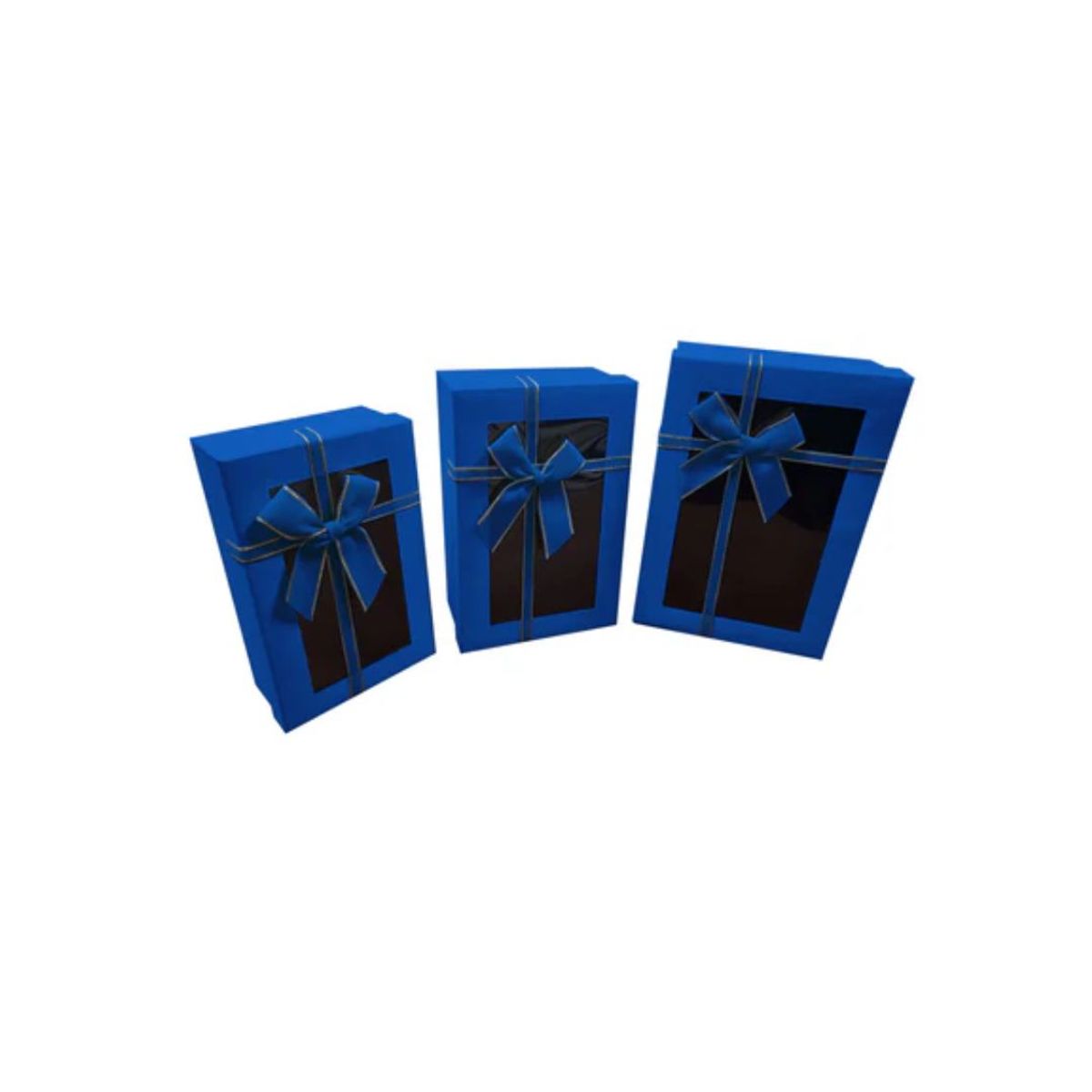GENERICO - Caja Rectangular Triple Ventana Azul 1 PCS