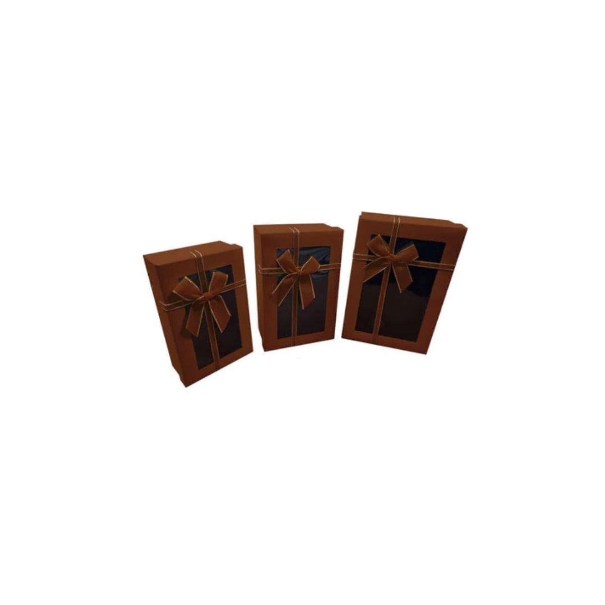 GENERICO - Caja Rectangular Triple Ventana Cafe 1 PCS