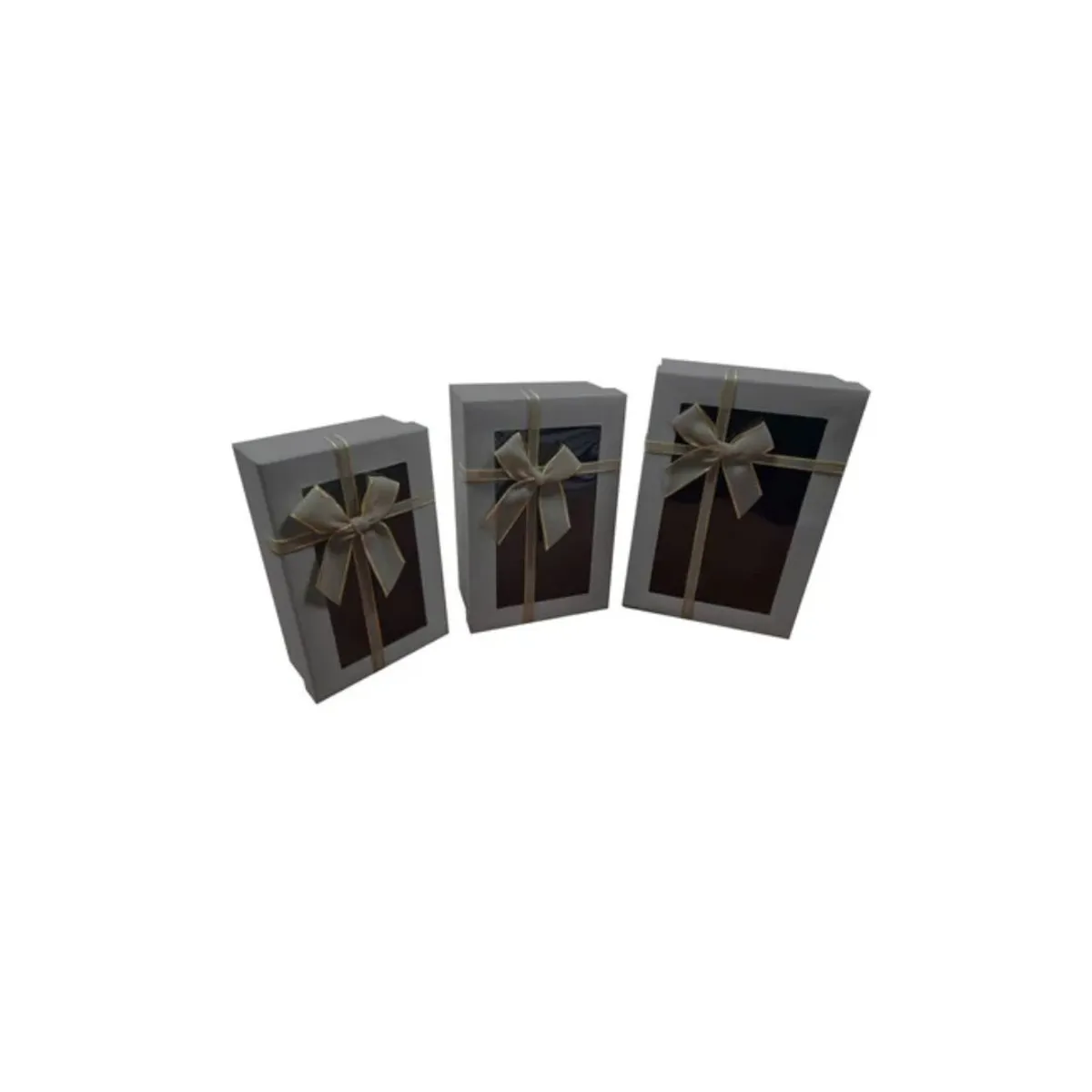 GENERICO - Caja Rectangular Triple Ventana Gris 1 PCS
