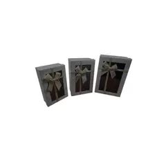 GENERICO - Caja Rectangular Triple Ventana Gris 1 PCS