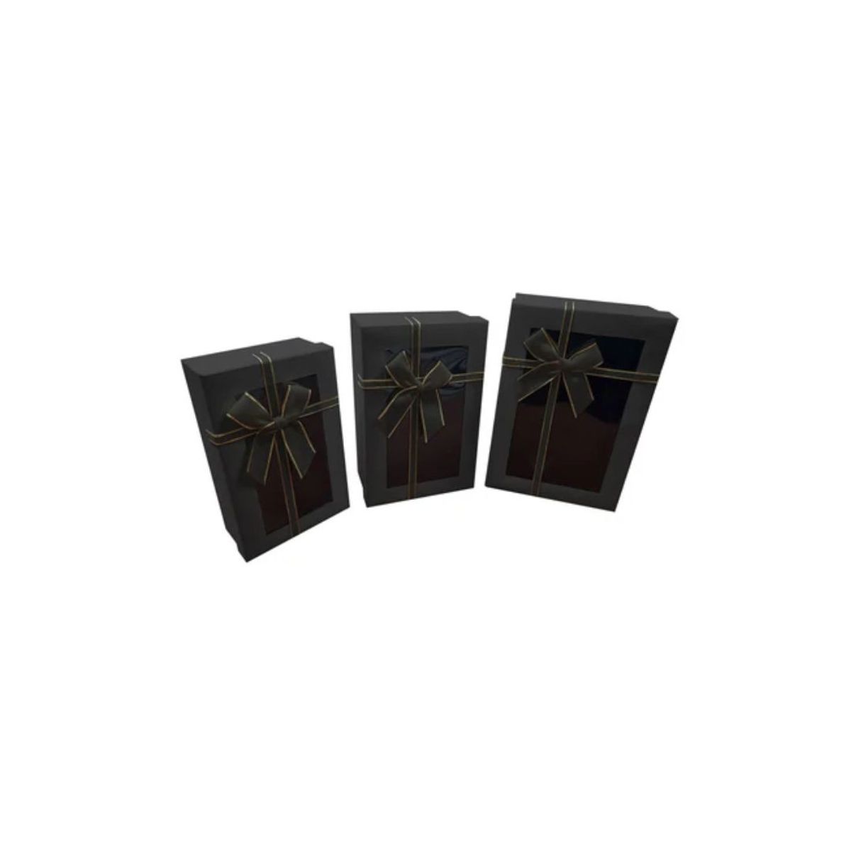 GENERICO - Caja Rectangular Triple Ventana Negro 1 PCS