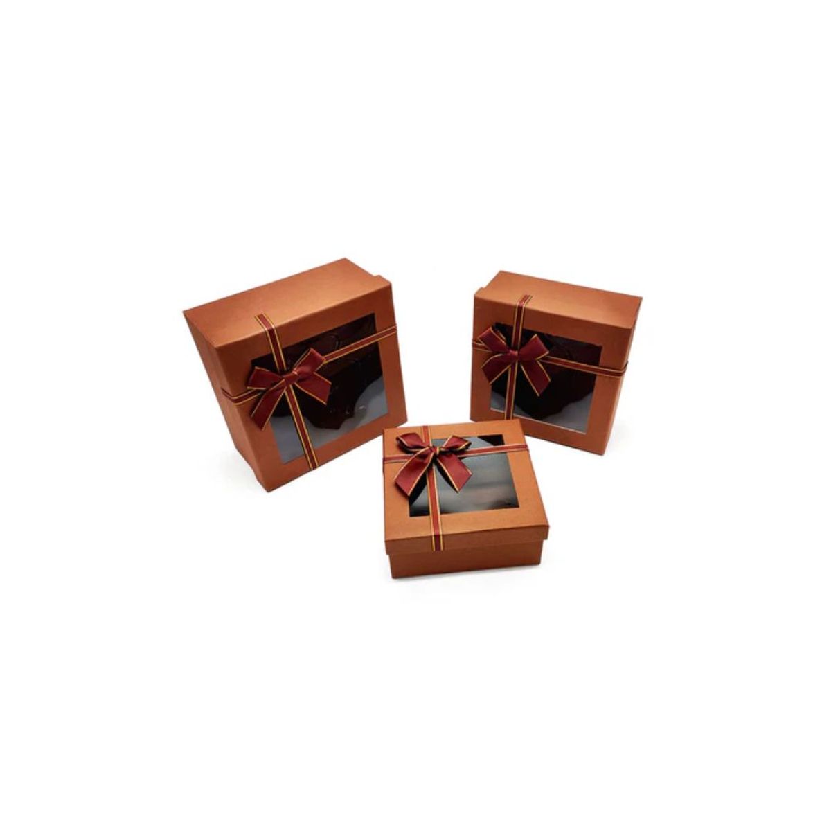 GENERICO - Caja Cuadrada Triple Ventana Cafe 1 PCS