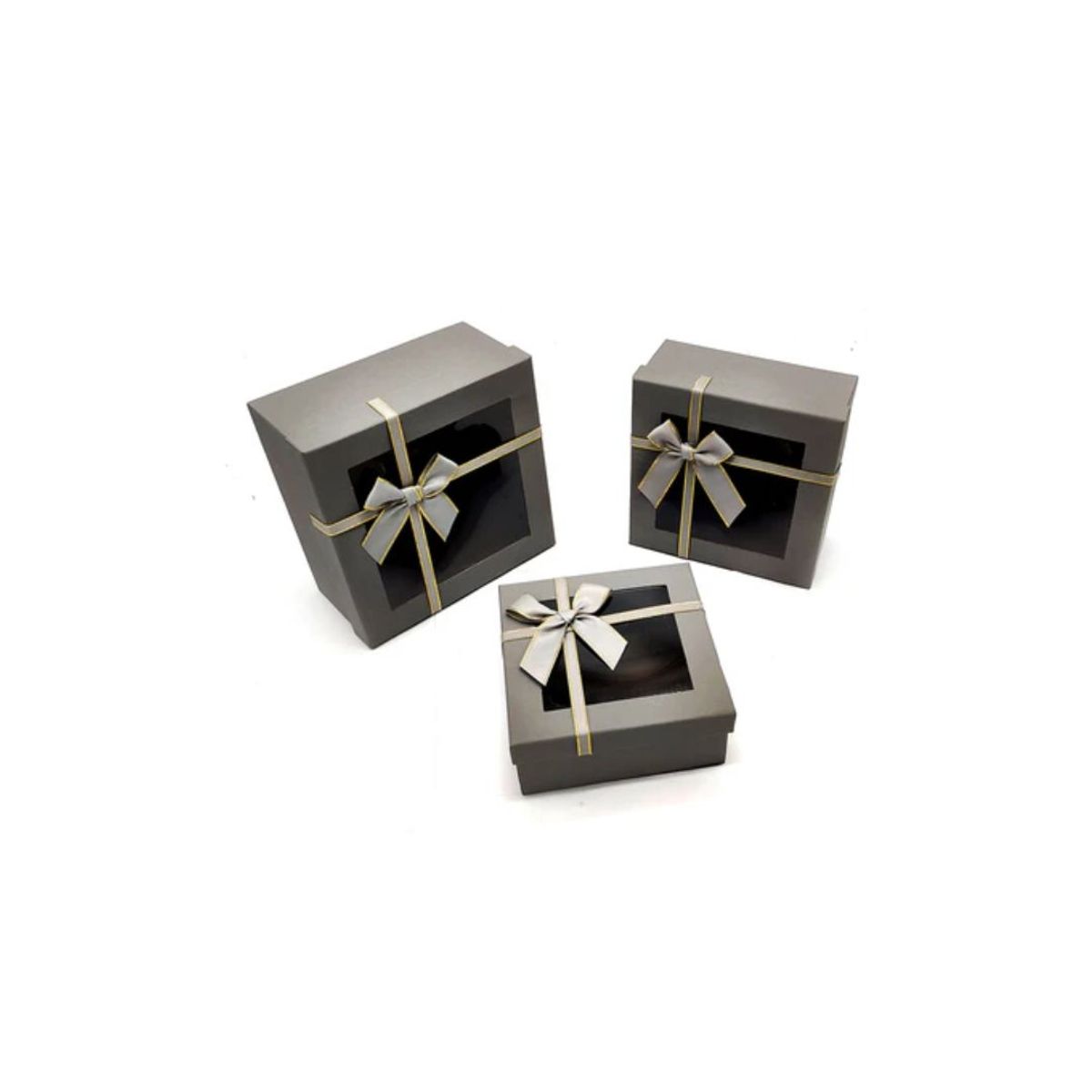 GENERICO - Caja Cuadrada Triple Ventana Gris 1 PCS