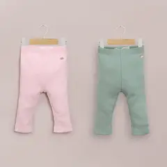 OPALINE - Pack 2 calzas verde menta y rosada de niña 40570