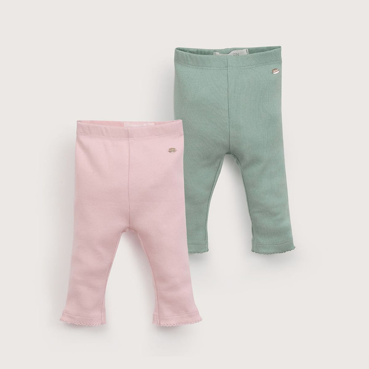 OPALINE - Pack 2 calzas verde menta y rosada de niña 40570