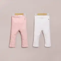 OPALINE - Pack 2 calzas rosada y blanca de niña 40569