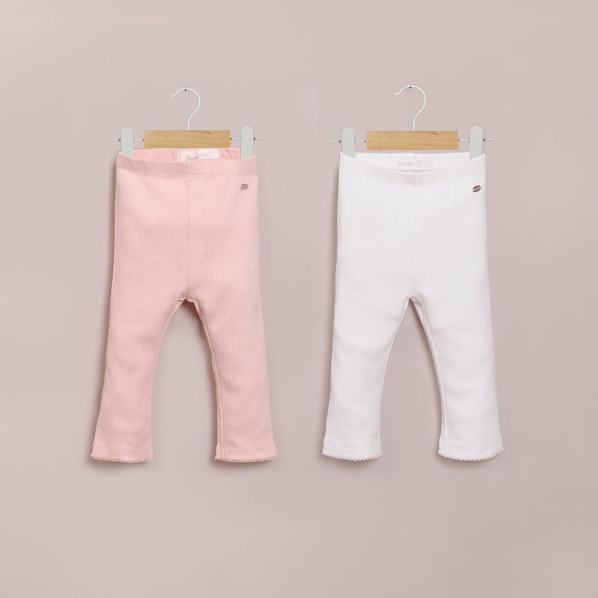 OPALINE - Pack 2 calzas rosada y blanca de niña 40569
