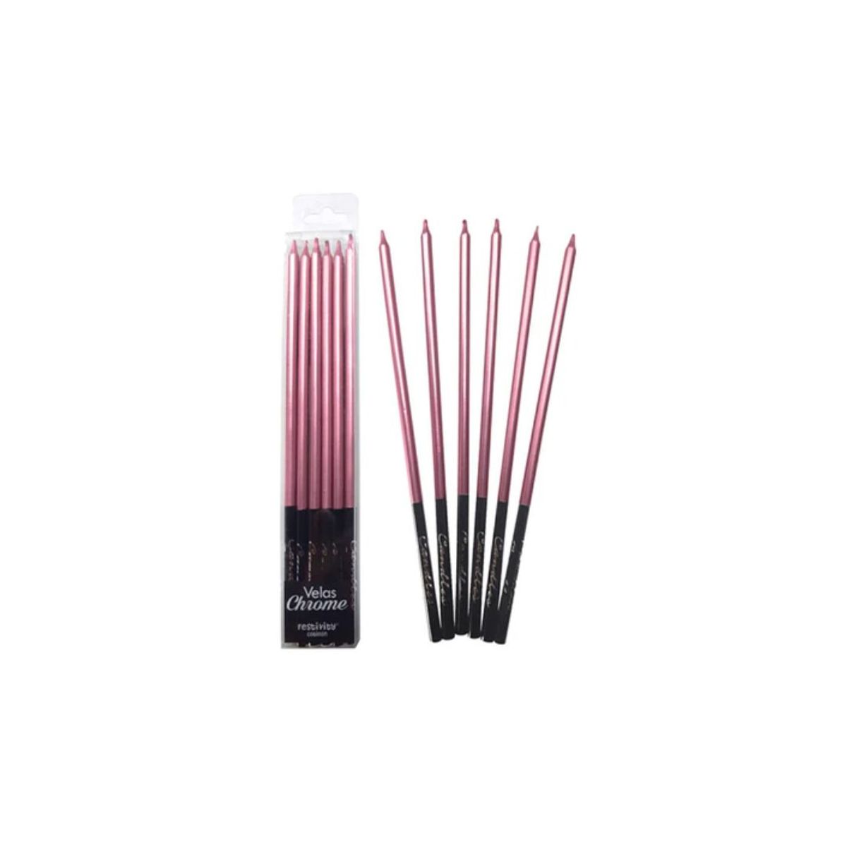 GENERICO - Vela Chrome Fucsia 6 Unidades