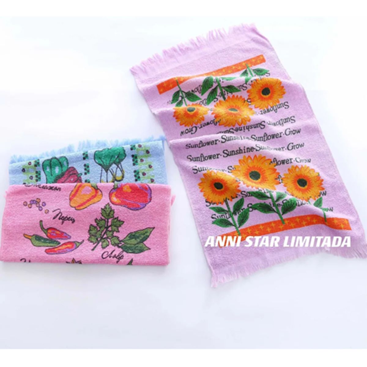 GENERICO - Set 12 Paños de Cocina con Fleco Toallas Estampadas B-03