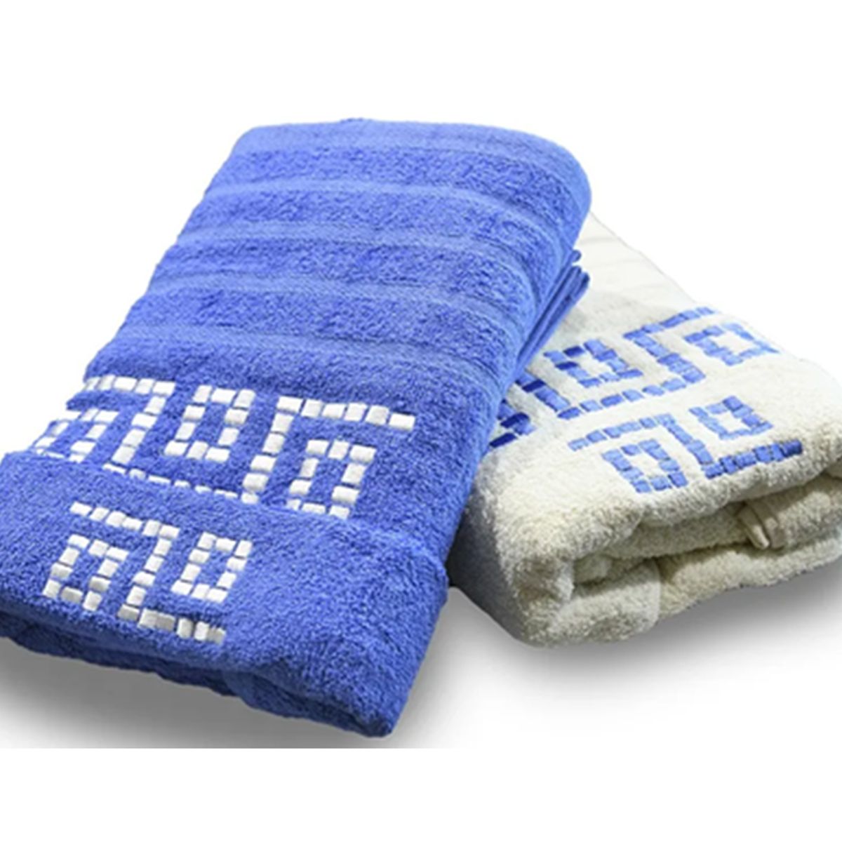GENERICO - Set 4 Toallas de Baño Twins 2 Mano + 2 Baño Crudo y Azul Doral