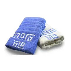 GENERICO - Set 4 Toallas de Baño Twins 2 Mano + 2 Baño Crudo y Azul Doral