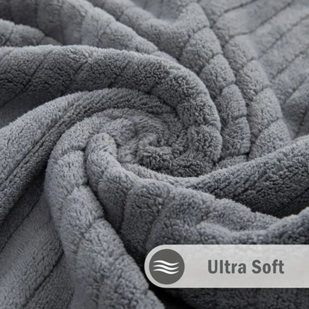 GENERICO - Toalla Extra Grande Microfibra Super Absorbente 90x180 cm Gris Rayas