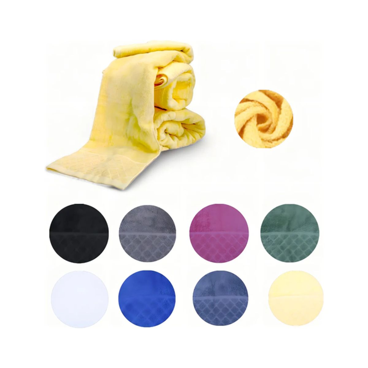 GENERICO - Toalla de Cuerpo 70x130 cm 100% Algodón Color Amarillo Liso