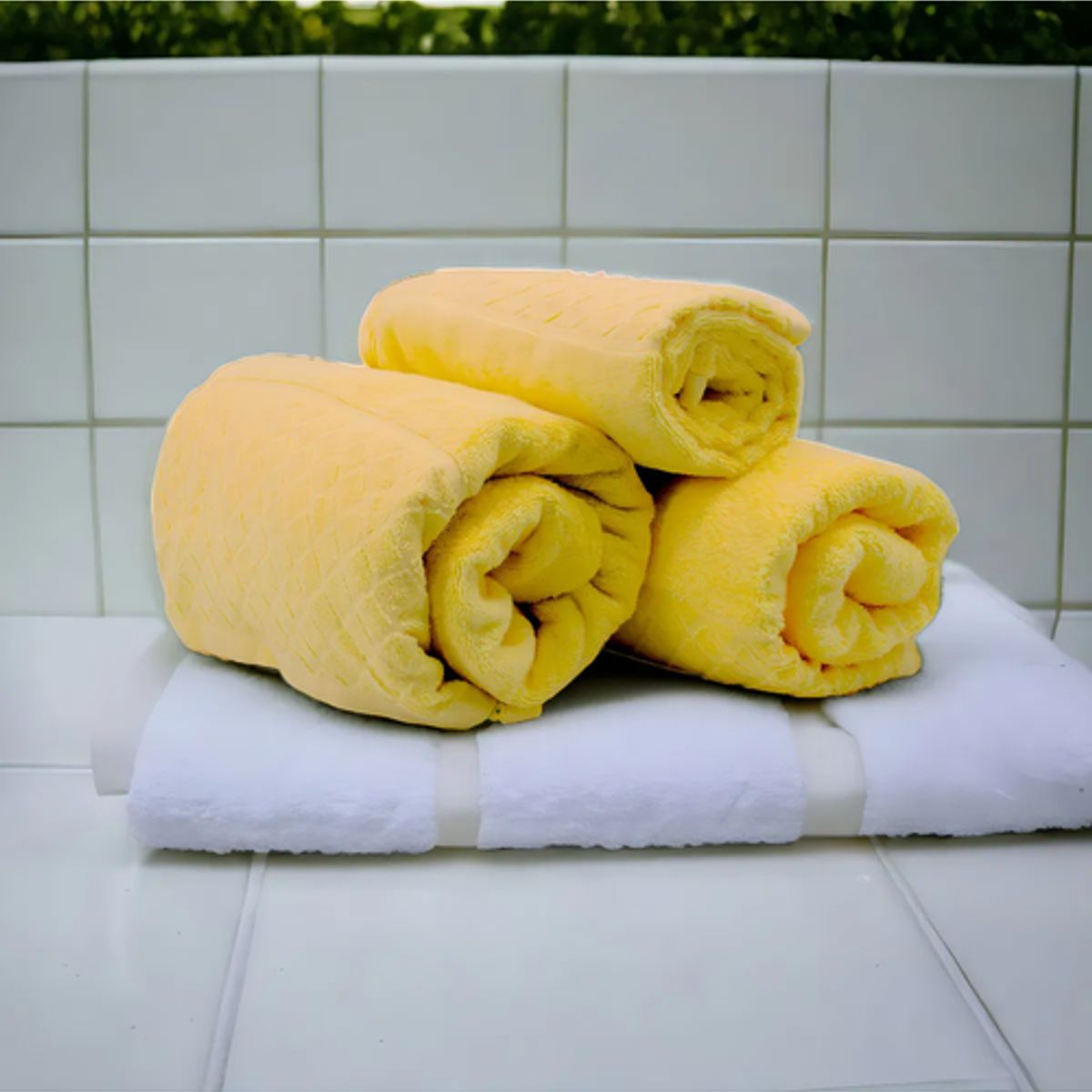 GENERICO - Toalla de Cuerpo 70x130 cm 100% Algodón Color Amarillo Liso