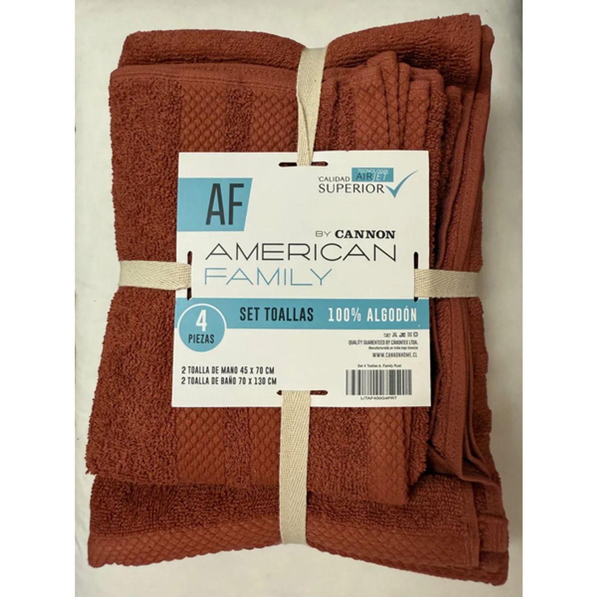 GENERICO - Set Toalla Baño + Mano 4 Piezas 400g AF By Cannon