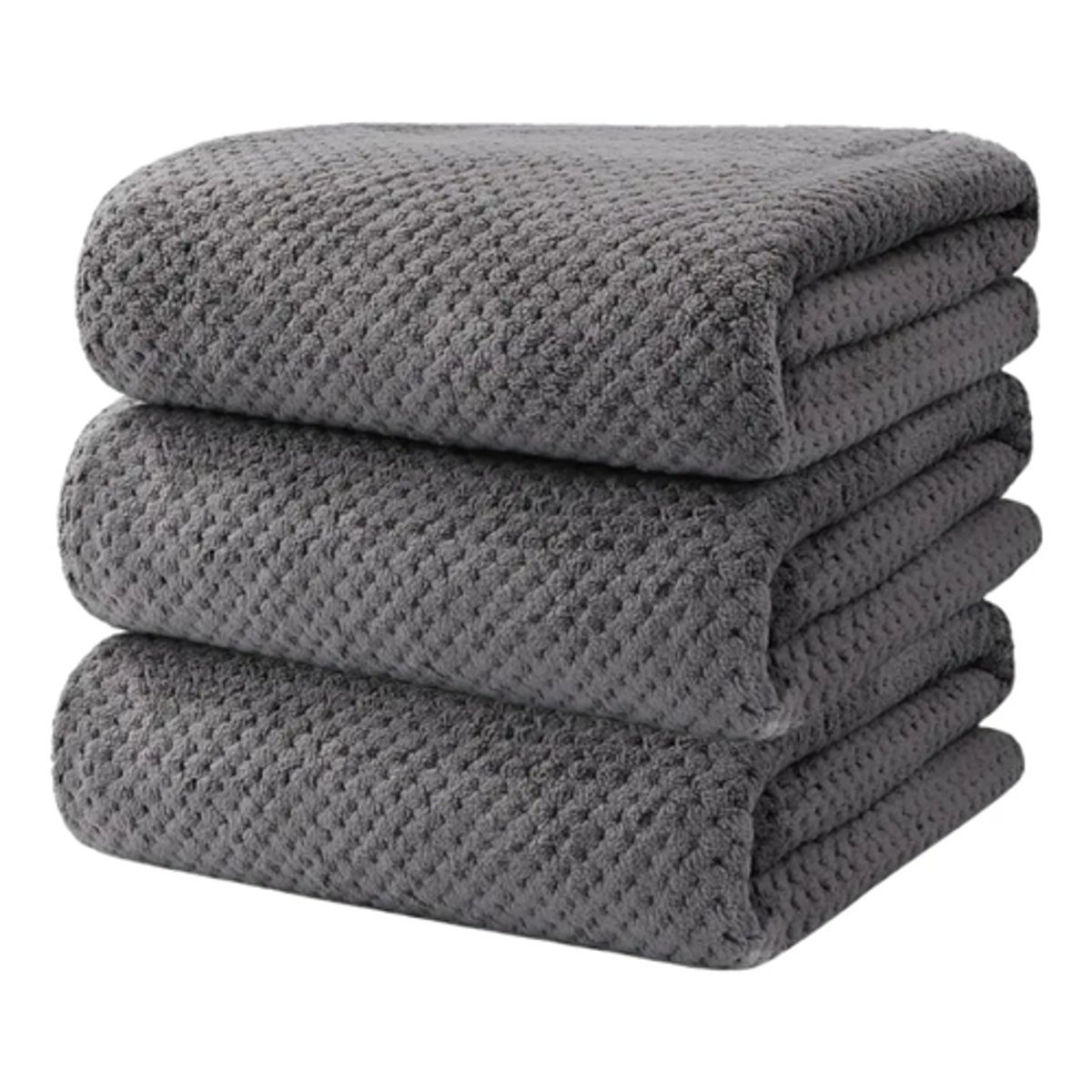 GENERICO - 3 Toallas Baño Microfibra Alta Calidad Secado Rápido Norplat Gris