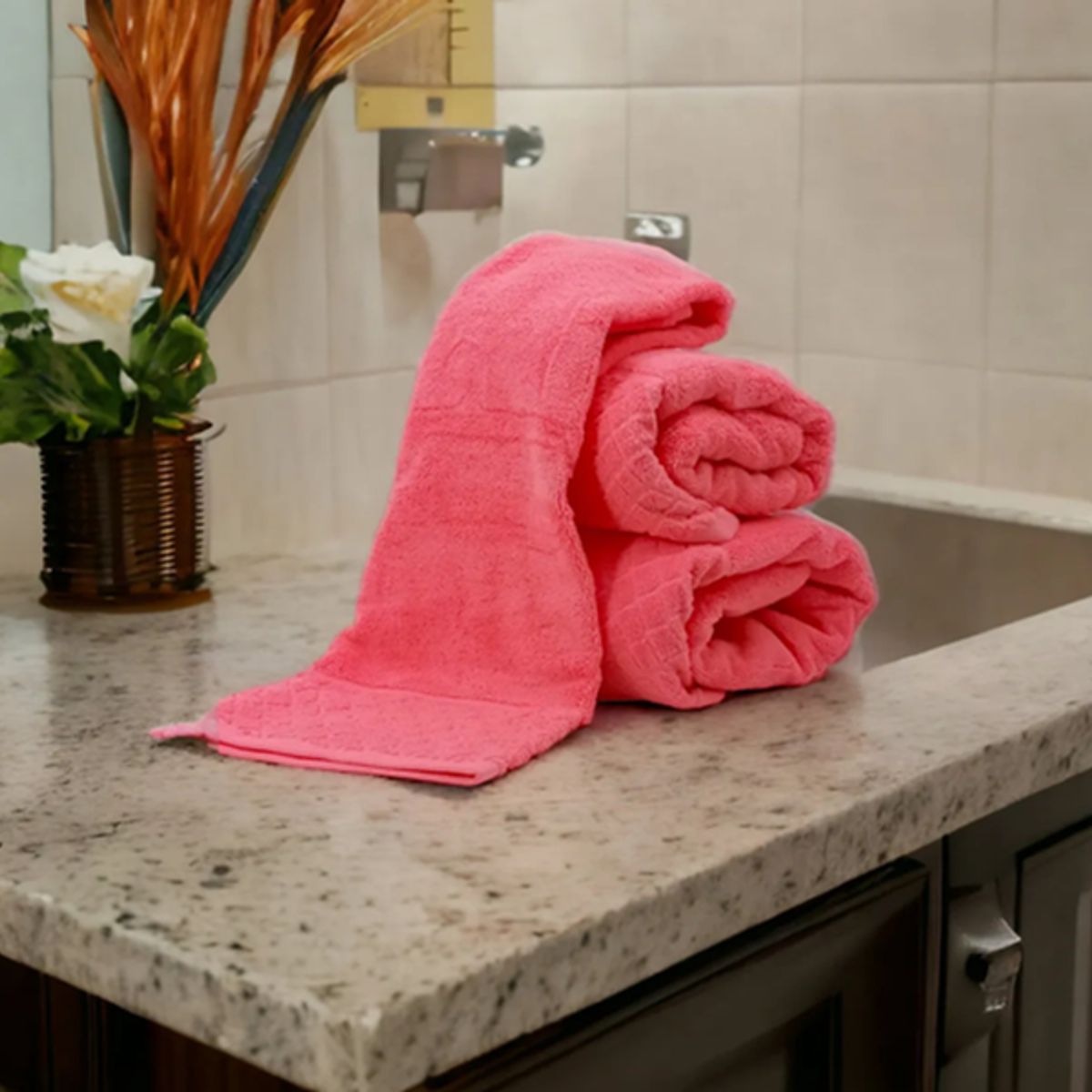GENERICO - Toalla de Cara 30x50 cm 100% Algodón Pack de 2 Color Fucsia Liso