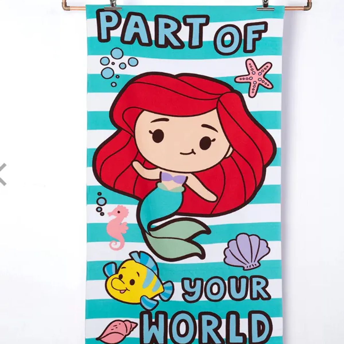 Toalla Baño Playa Infantil 70x140 con Bolso Mashini Color Blanco Princesa Ariel, marca GENERICO - Foto Principal