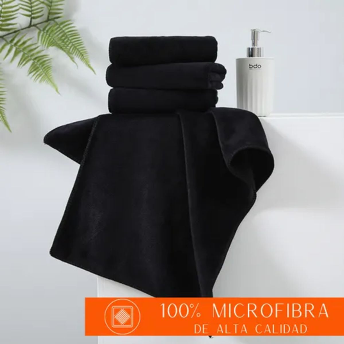 Pack 6 Toallas Negras Peluquería Hotel Barbería Spa Gym 50x100 cm, marca GENERICO - Foto 2