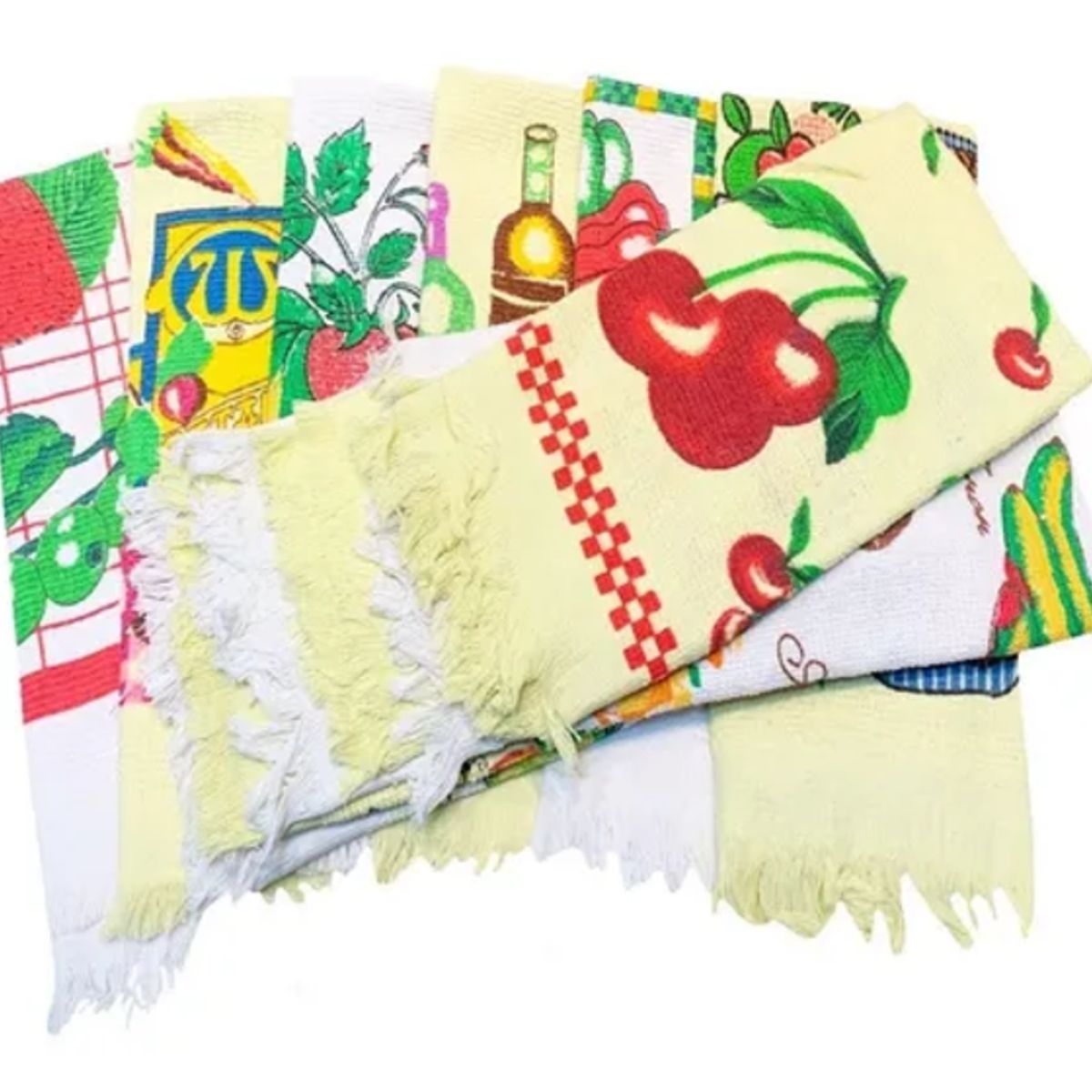 GENERICO - Set 12 Paños de Cocina Algodón Estampado Mundo Toallas