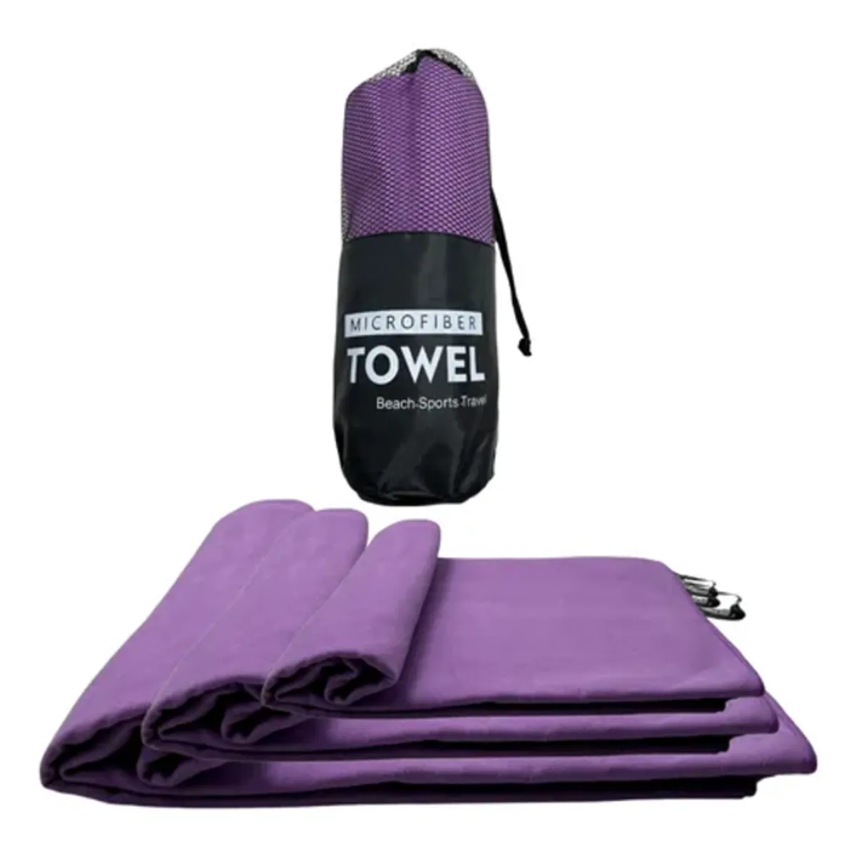 GENERICO - Set 3 Toallas Microfibra con Bolsa Viaje Gym Secado Rápido