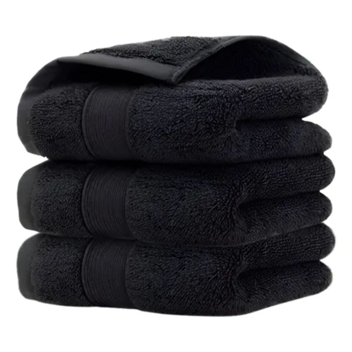 GENERICO - Pack 3 Toallas Algodón Negras Peluquería Barbería Hotel 50x100 cm