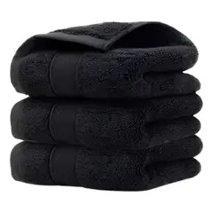 GENERICO - Pack 3 Toallas Algodón Negras Peluquería Barbería Hotel 50x100 cm