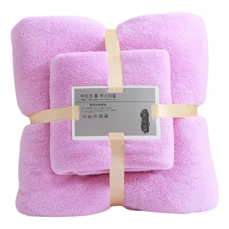 GENERICO - Set 2 Toallas de Baño Absorbentes Microfibra 140x70 + 75x35 cm